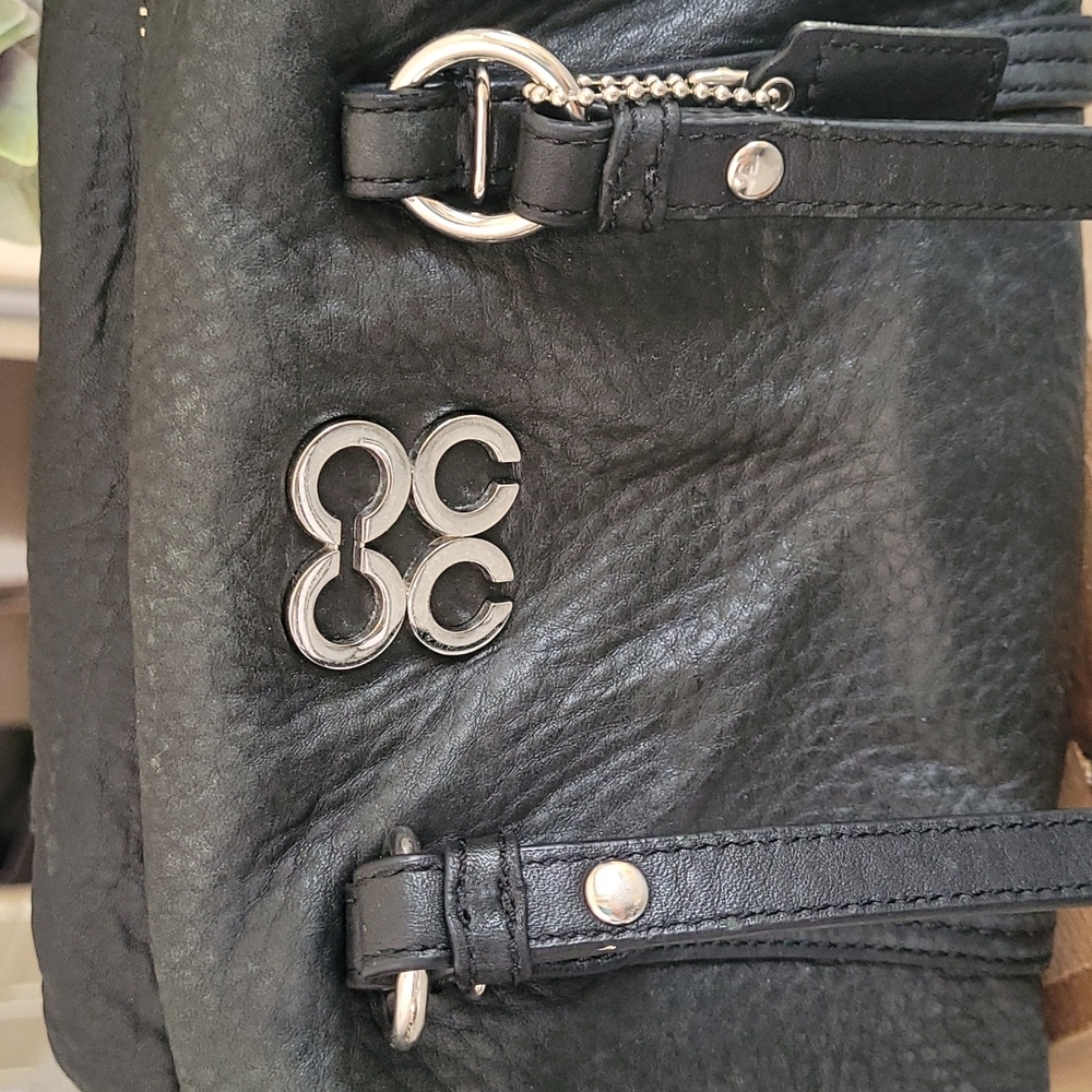 Coach "Julia" Black Leather Satchel with Silver Hardware - Picture 2 of 15